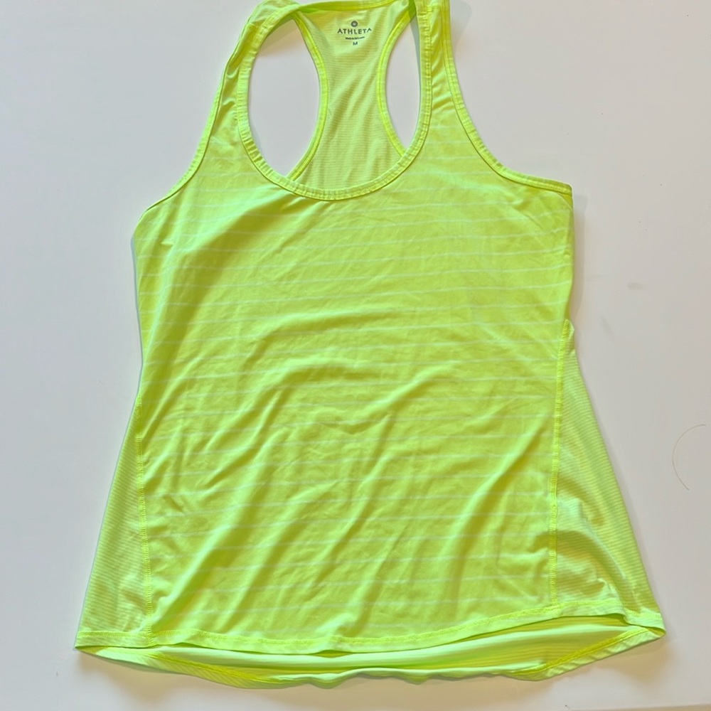 Athleta - neon yellow/green,‎ M, stripe racerback tank